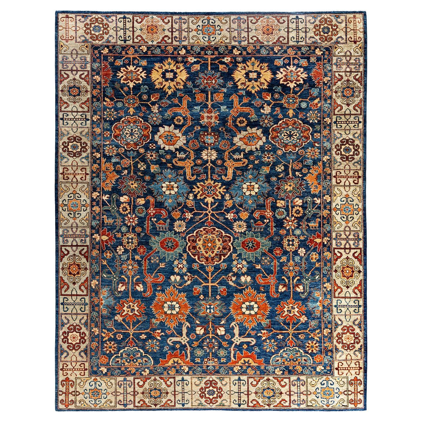 Traditional Serapi Hand Knotted Wool Blue Area Rug 8' 3" x 10' 6"