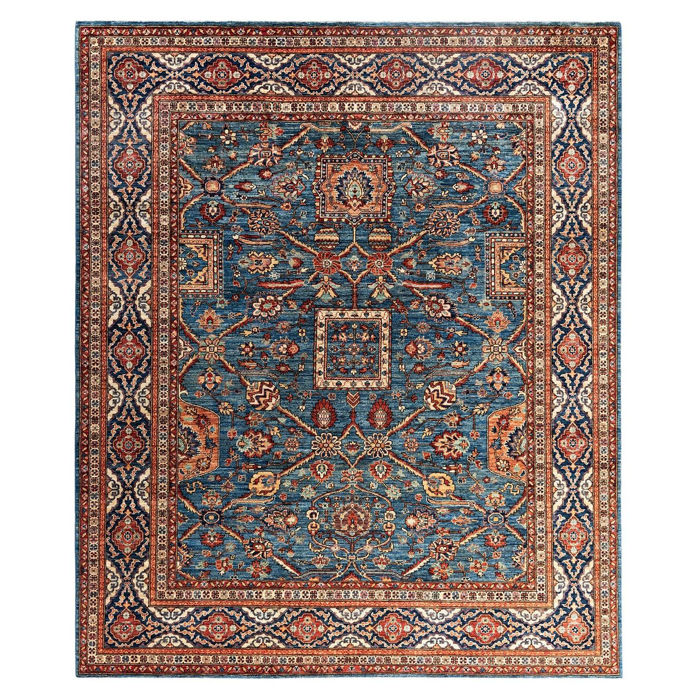 Traditional Serapi Hand Knotted Wool Blue Area Rug 8' 3" x 9' 11"