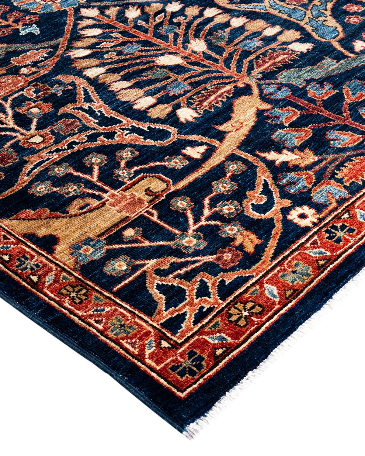Persian rug-making at its finest inspired the rich colors, elaborate geometric motifs, and botanical detailing of the Serapi collection. With as many as 100 knots per inch, these handcrafted rugs are as durable as they are visually stunning, and