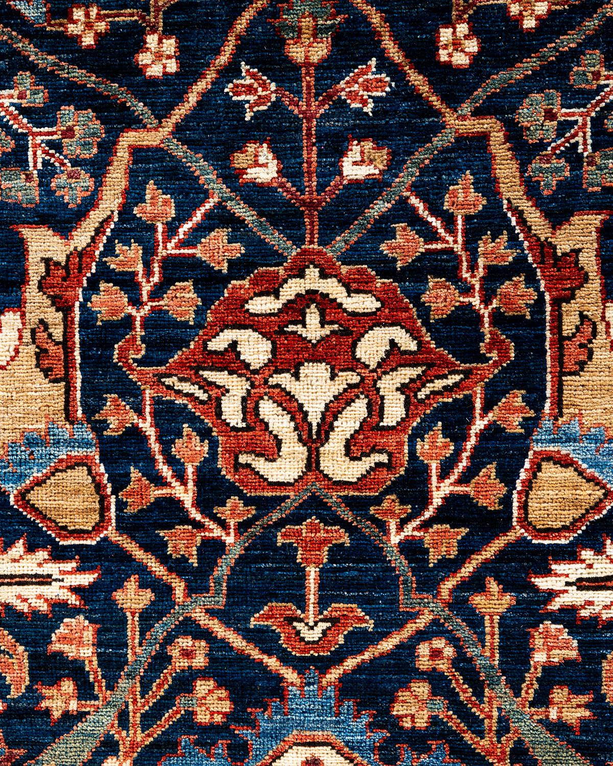 Pakistani Traditional Serapi Hand Knotted Wool Blue Area Rug 9' 0
