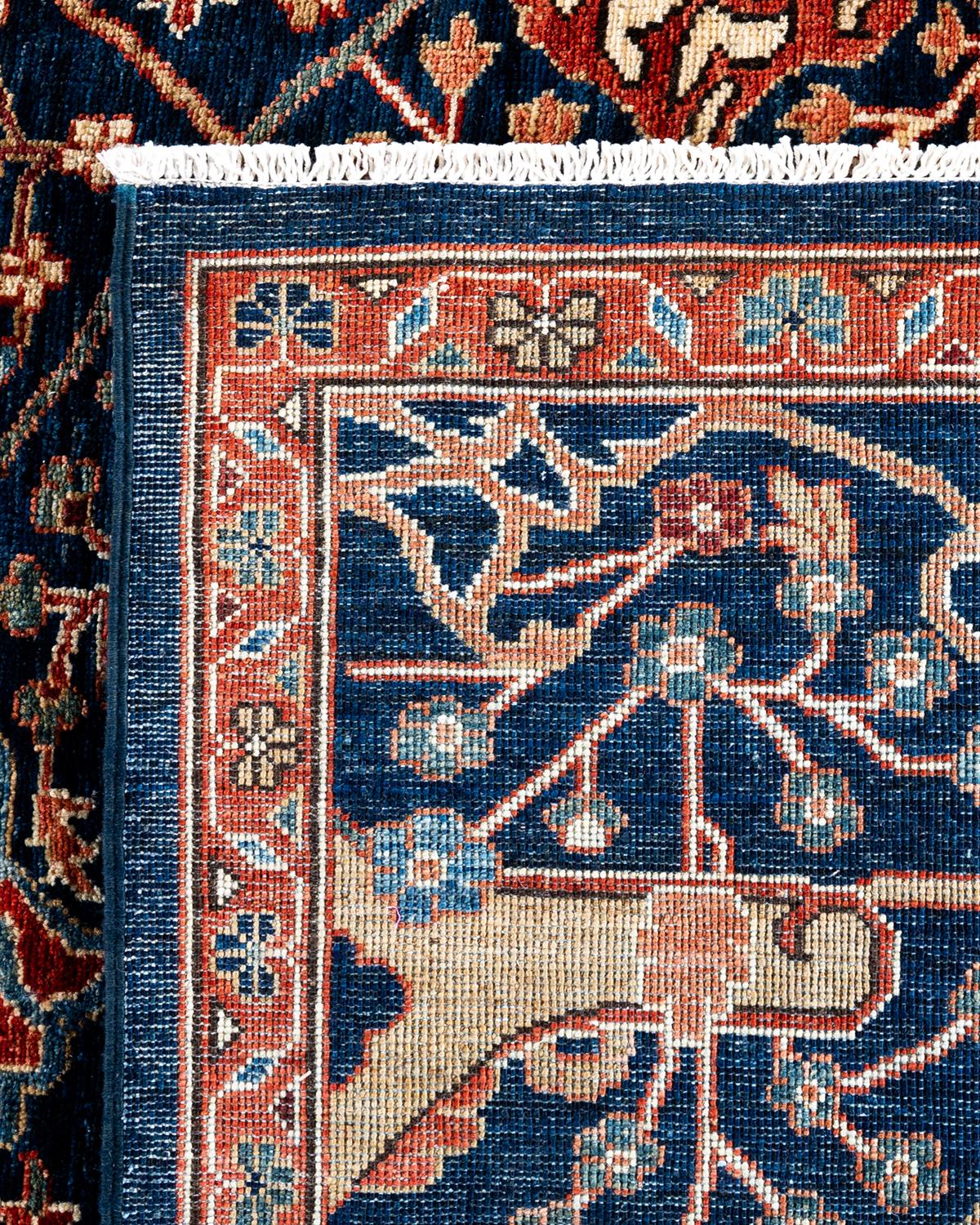 Traditional Serapi Hand Knotted Wool Blue Area Rug 9' 0