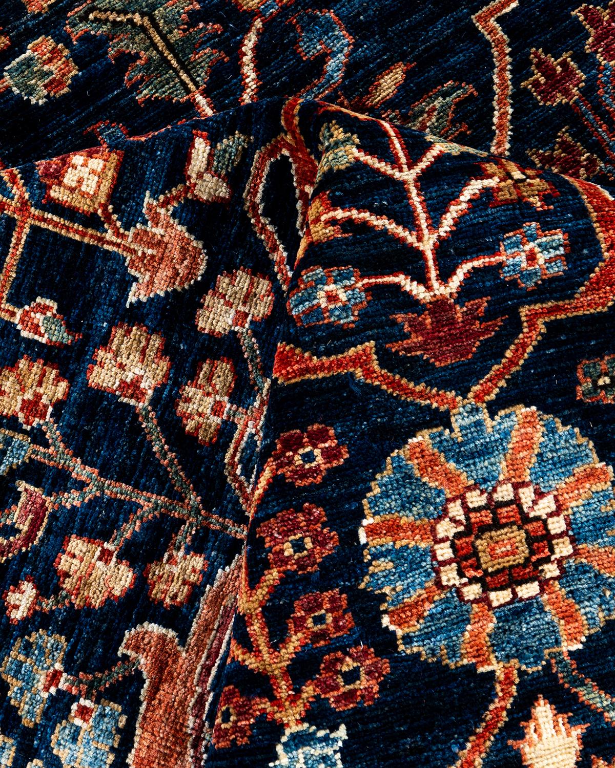 Traditional Serapi Hand Knotted Wool Blue Area Rug 9' 0