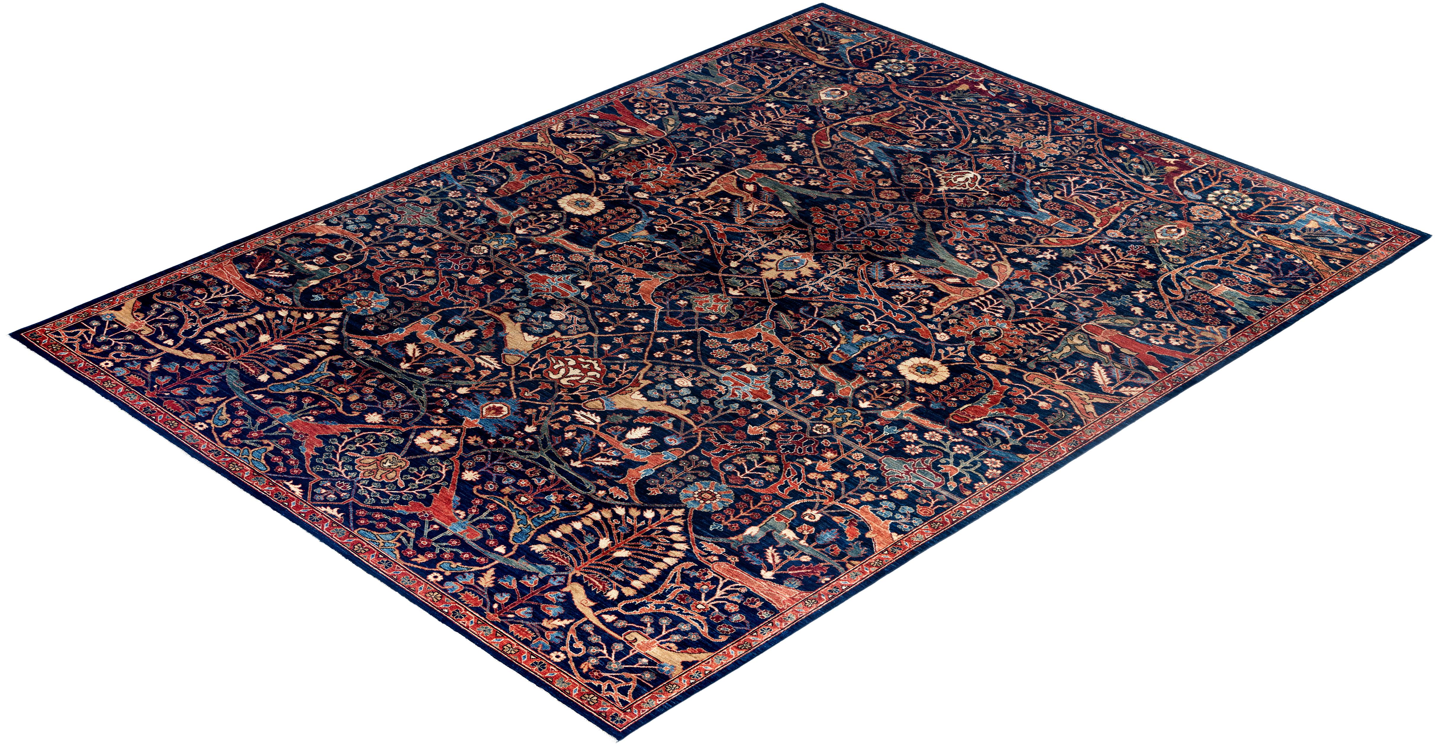 Traditional Serapi Hand Knotted Wool Blue Area Rug 9' 0