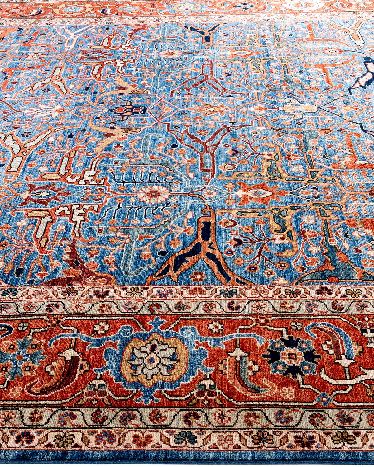Traditional Serapi Hand Knotted Wool Blue Area Rug 9' 0