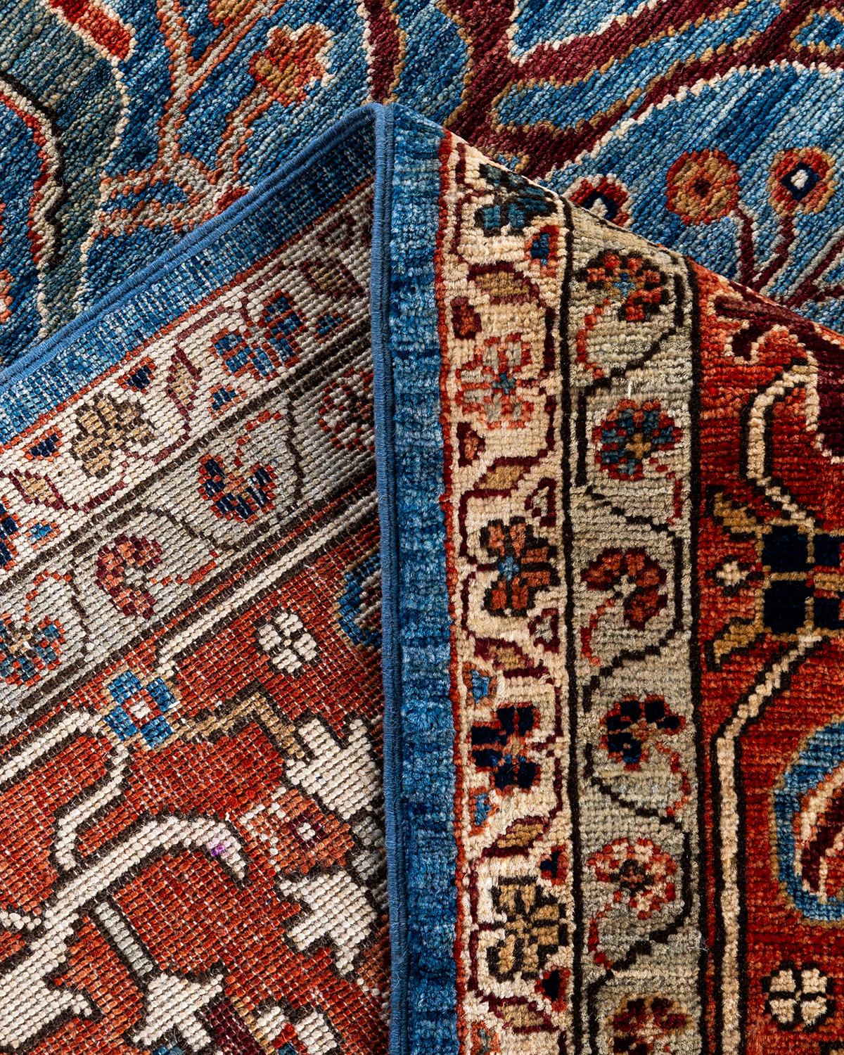 Traditional Serapi Hand Knotted Wool Blue Area Rug 9' 0