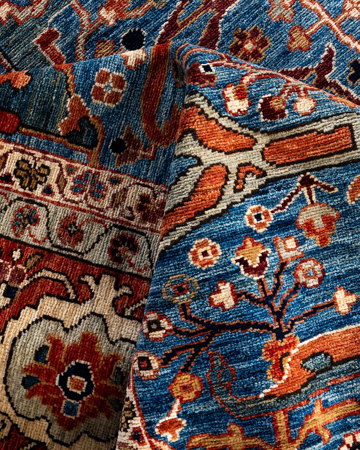 Traditional Serapi Hand Knotted Wool Blue Area Rug 9' 0