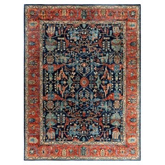Traditional Serapi Hand Knotted Wool Blue Area Rug 9' 0" x 12' 0"
