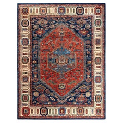 Traditional Serapi Hand Knotted Wool Blue Area Rug 9' 0" x 12' 1"