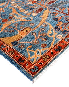 Traditional Serapi Hand Knotted Wool Blue Area Rug 9' 0" x 12' 11"