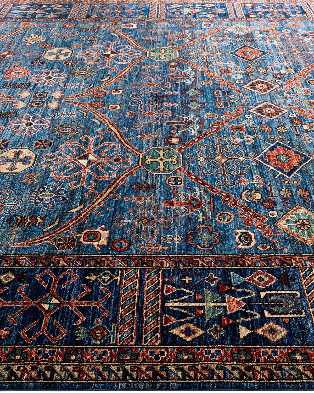 Traditional Serapi Hand Knotted Wool Blue Area Rug 9' 1
