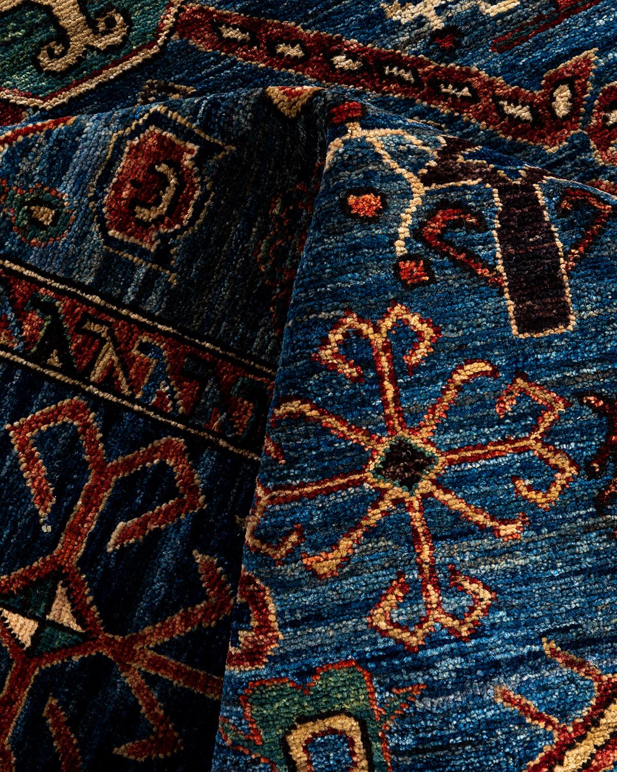 Traditional Serapi Hand Knotted Wool Blue Area Rug 9' 1