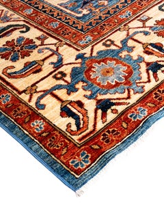 Traditional Serapi Hand Knots Rugs Blu Area Rugged 9' 1" x 11' 8"