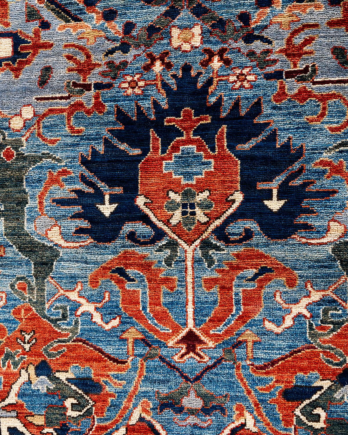 Pakistanais Tapis traditionnel Serapi noué à la main bleu de 9' 1