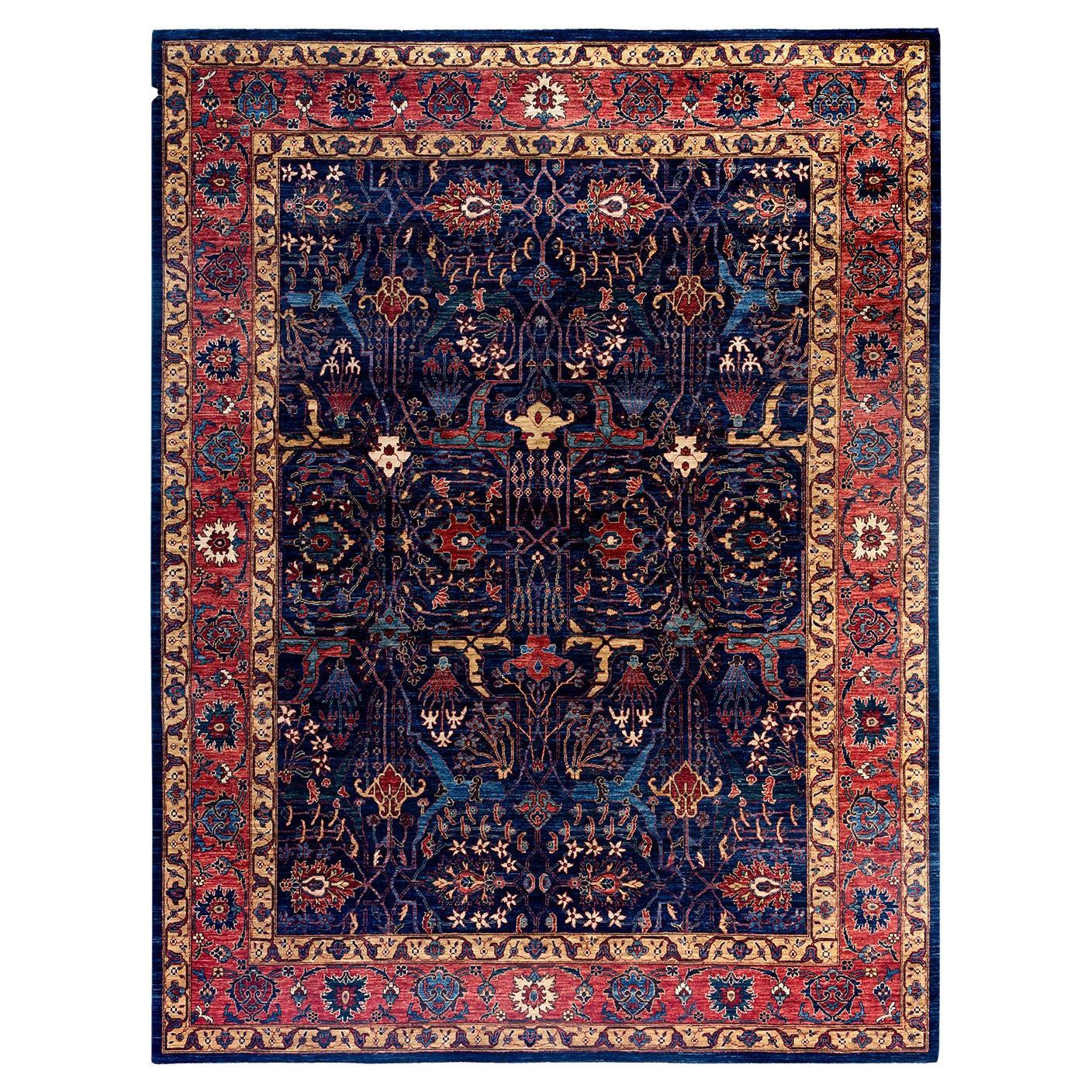 Traditioneller handgeknüpfter blauer Serapi-Teppich aus Wolle 9' 1" x 12' 0"