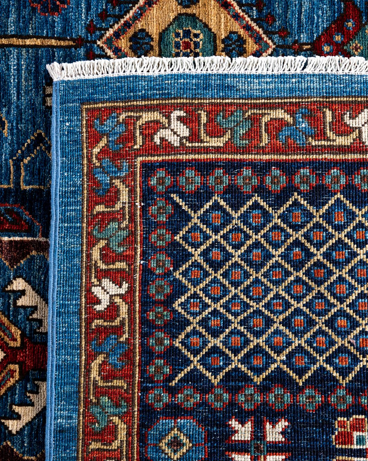 XXIe siècle et contemporain Tapis traditionnel Serapi noué à la main bleu de 9' 1