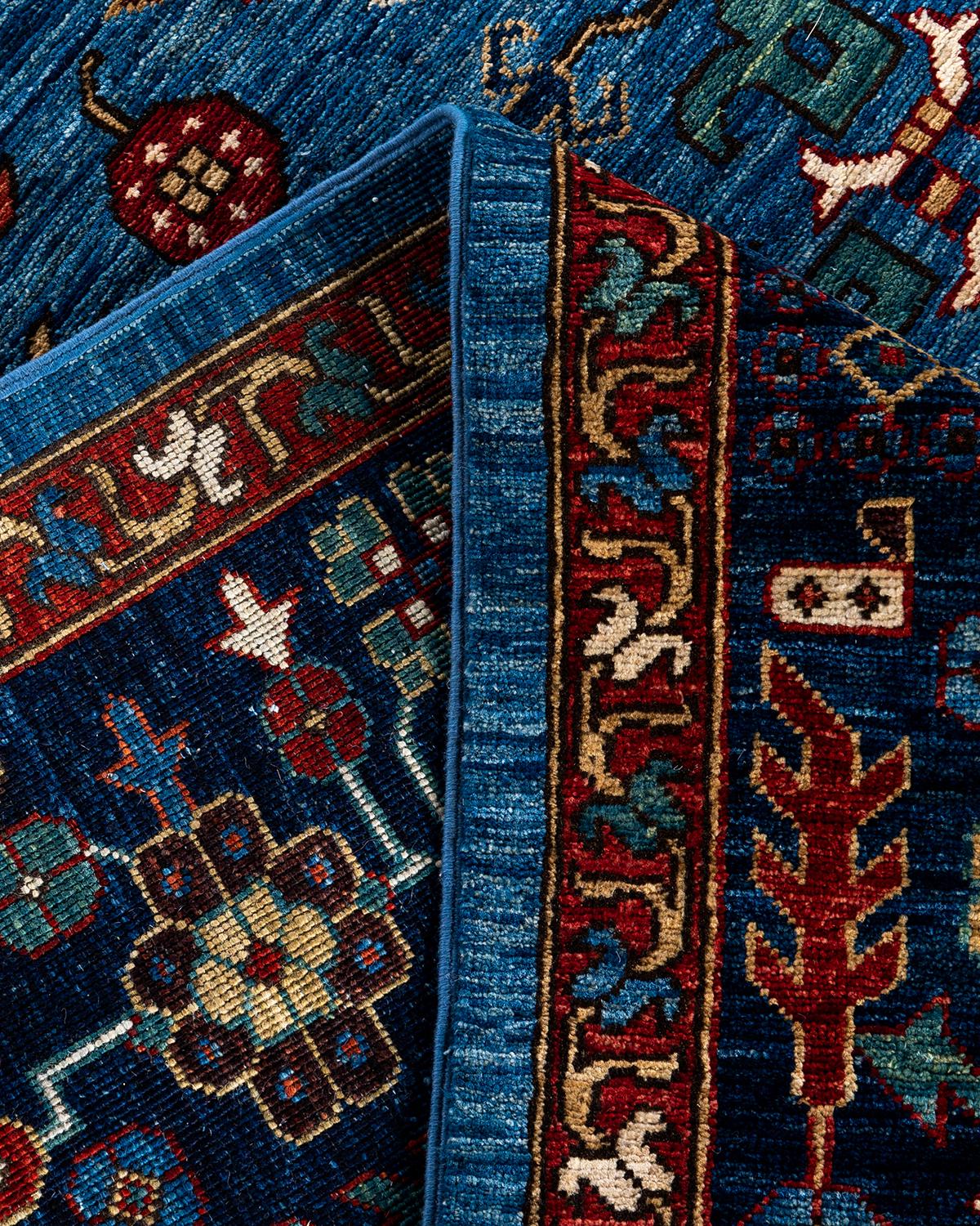 Laine Tapis traditionnel Serapi noué à la main bleu de 9' 1
