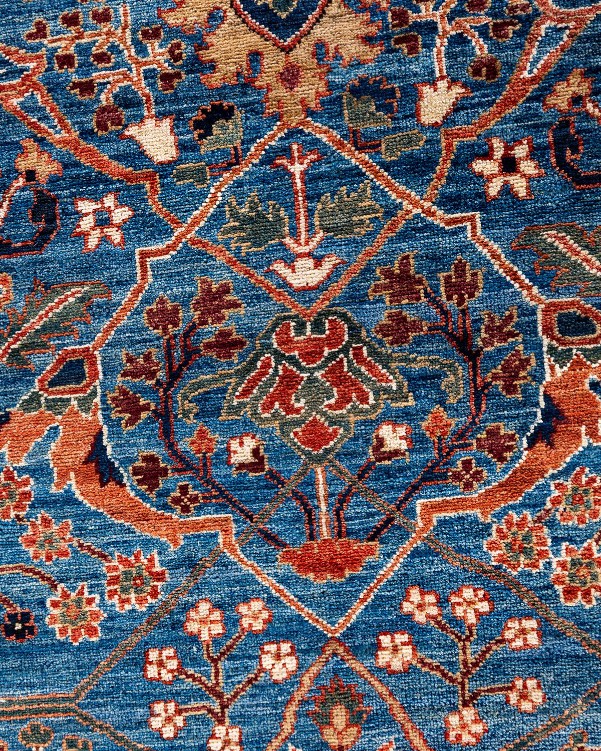Pakistani Traditional Serapi Hand Knotted Wool Blue Area Rug 9' 2