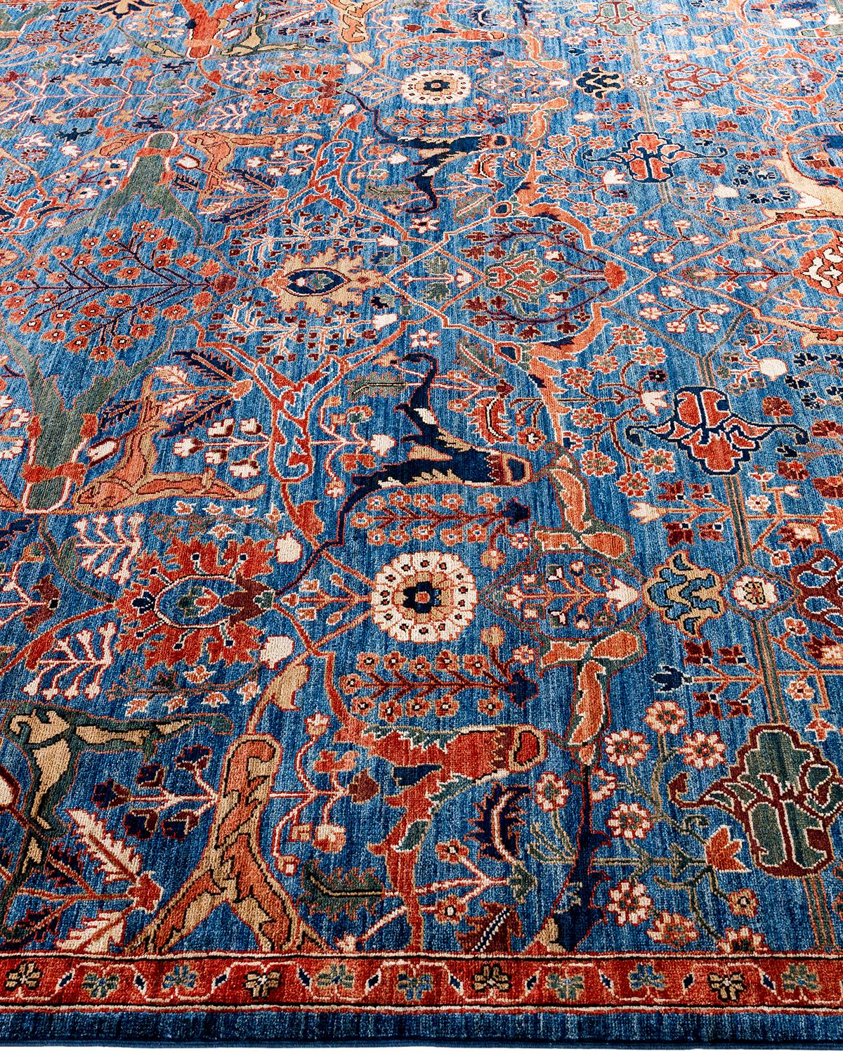 Traditional Serapi Hand Knotted Wool Blue Area Rug 9' 2
