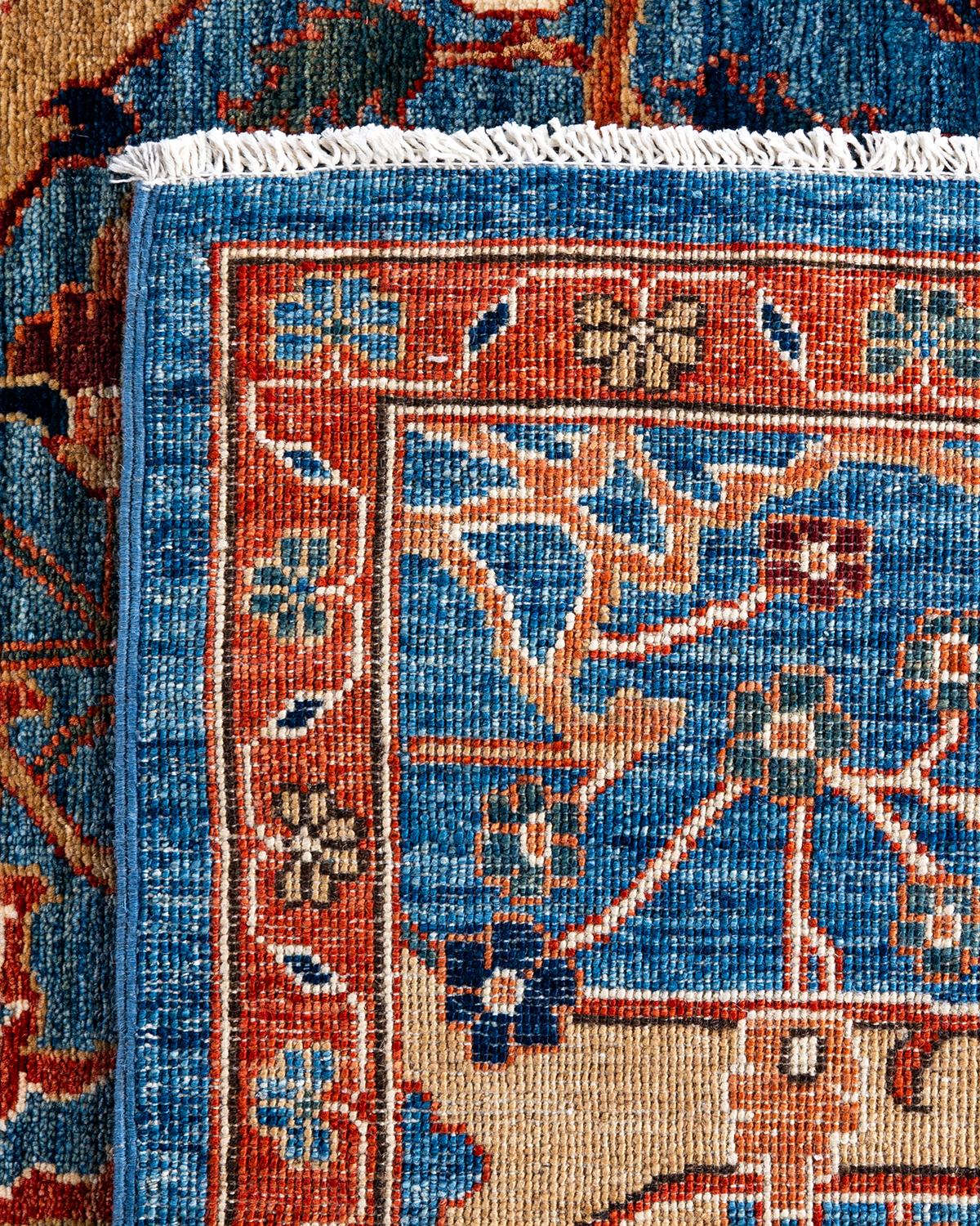 Contemporary Traditional Serapi Hand Knotted Wool Blue Area Rug 9' 2