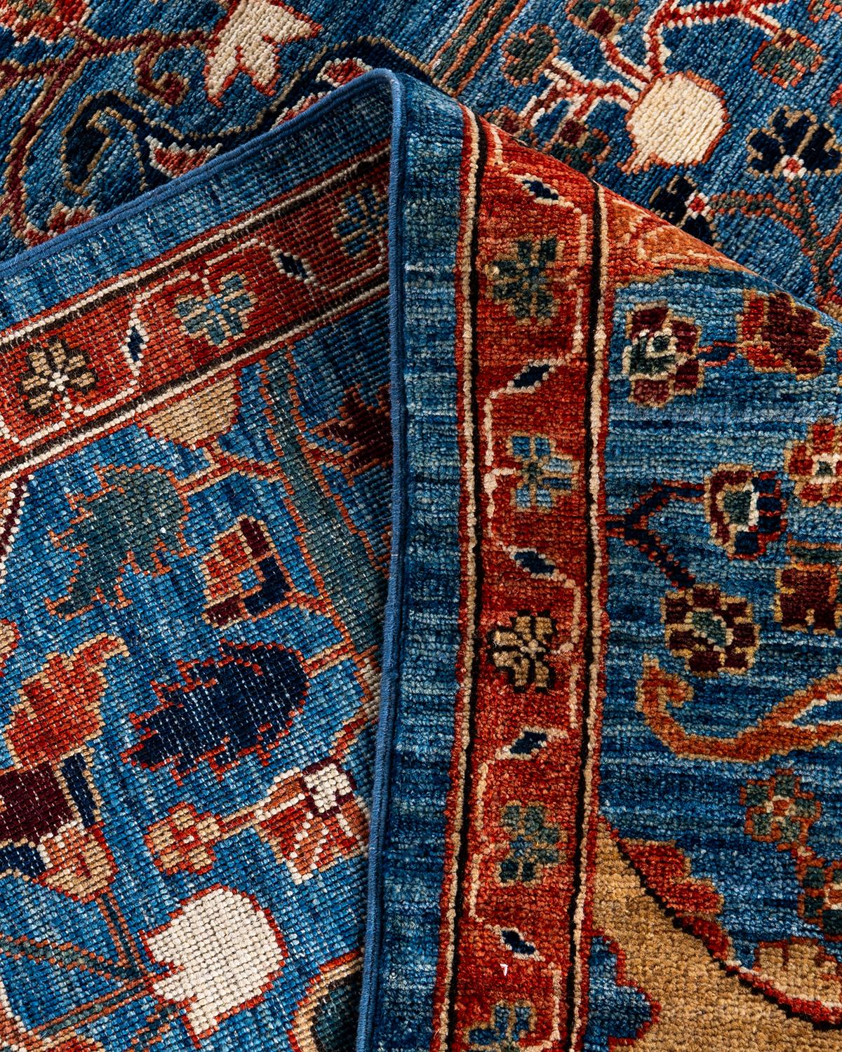 Traditional Serapi Hand Knotted Wool Blue Area Rug 9' 2