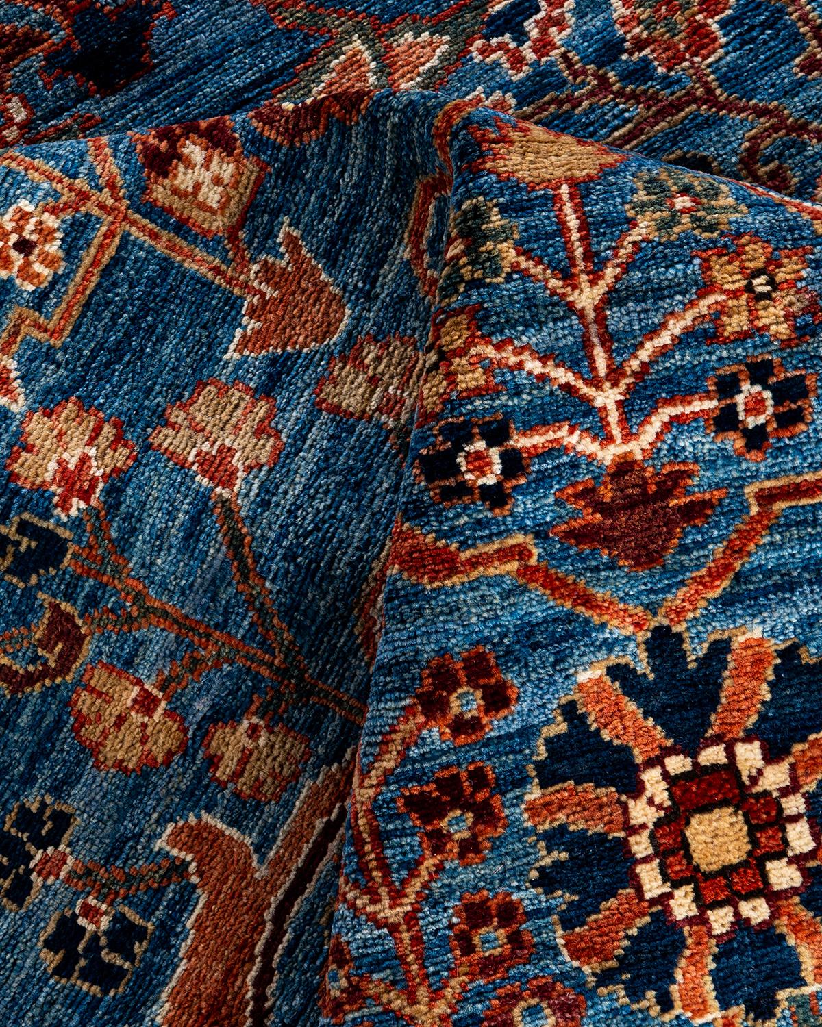 Traditional Serapi Hand Knotted Wool Blue Area Rug 9' 2