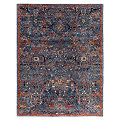 Traditional Serapi Hand Knotted Wool Blue Area Rug 9' 2" x 11' 11"