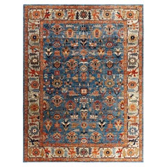 Traditional Serapi Hand Knotted Wool Blue Area Rug 9
 2" x 11
 11"