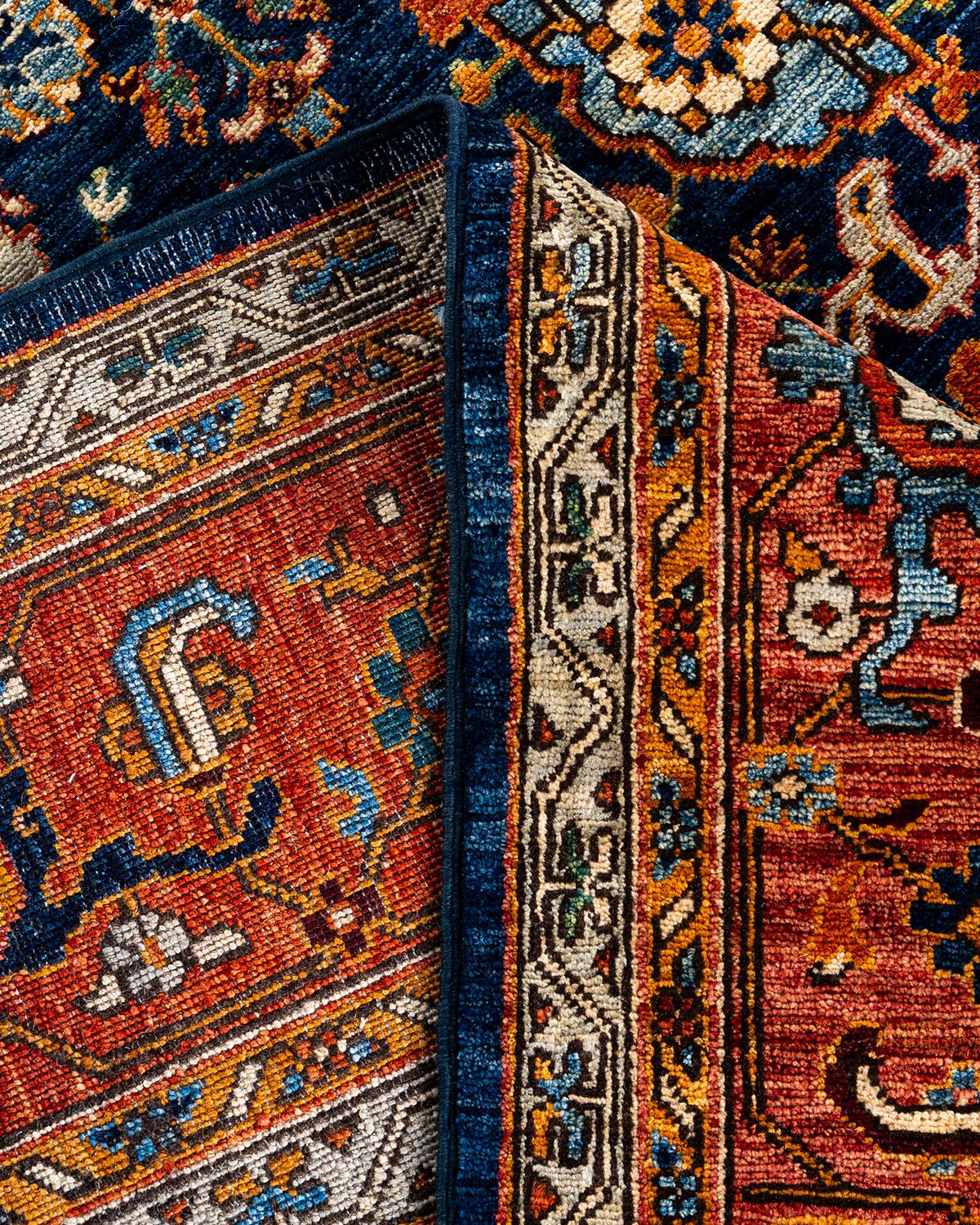 Laine Tapis traditionnel Serapi noué à la main bleu de 9' 2