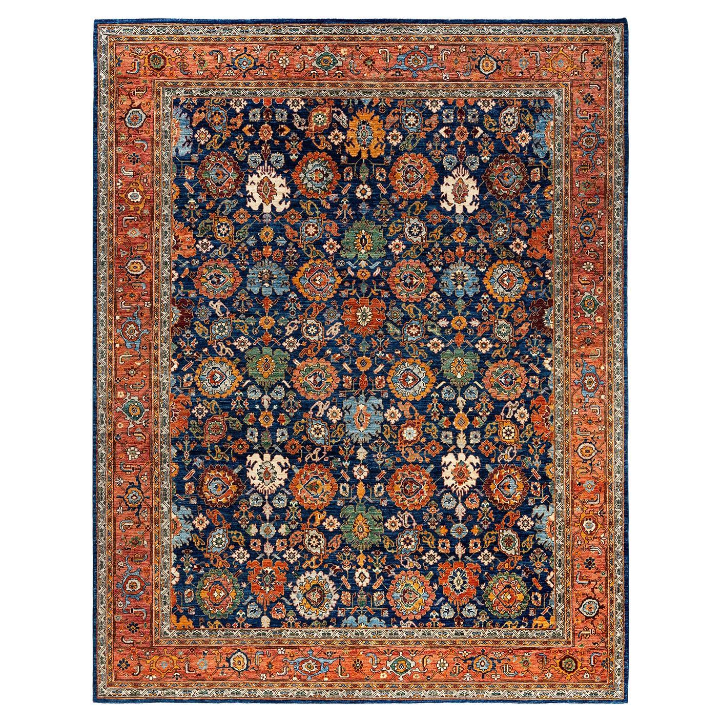 Traditional Serapi Hand Knotted Wool Blue Area Rug 9' 2" x 11' 9"