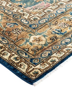 Traditioneller Serapi Teppich aus handgeknüpfter Wolle in Blau