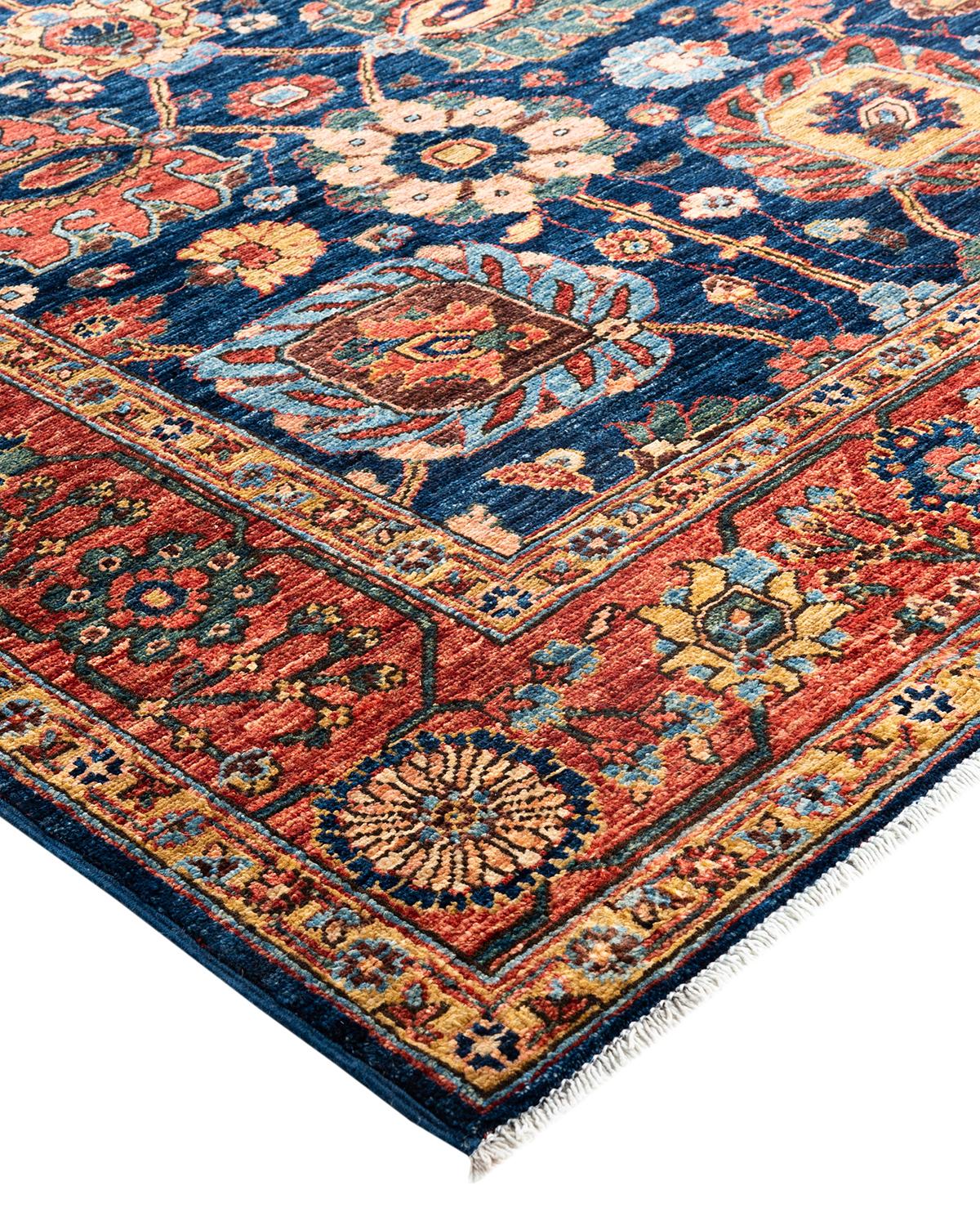 Persian rug-making at its finest inspired the rich colors, elaborate geometric motifs, and botanical detailing of the Serapi collection. With as many as 100 knots per inch, these handcrafted rugs are as durable as they are visually stunning, and