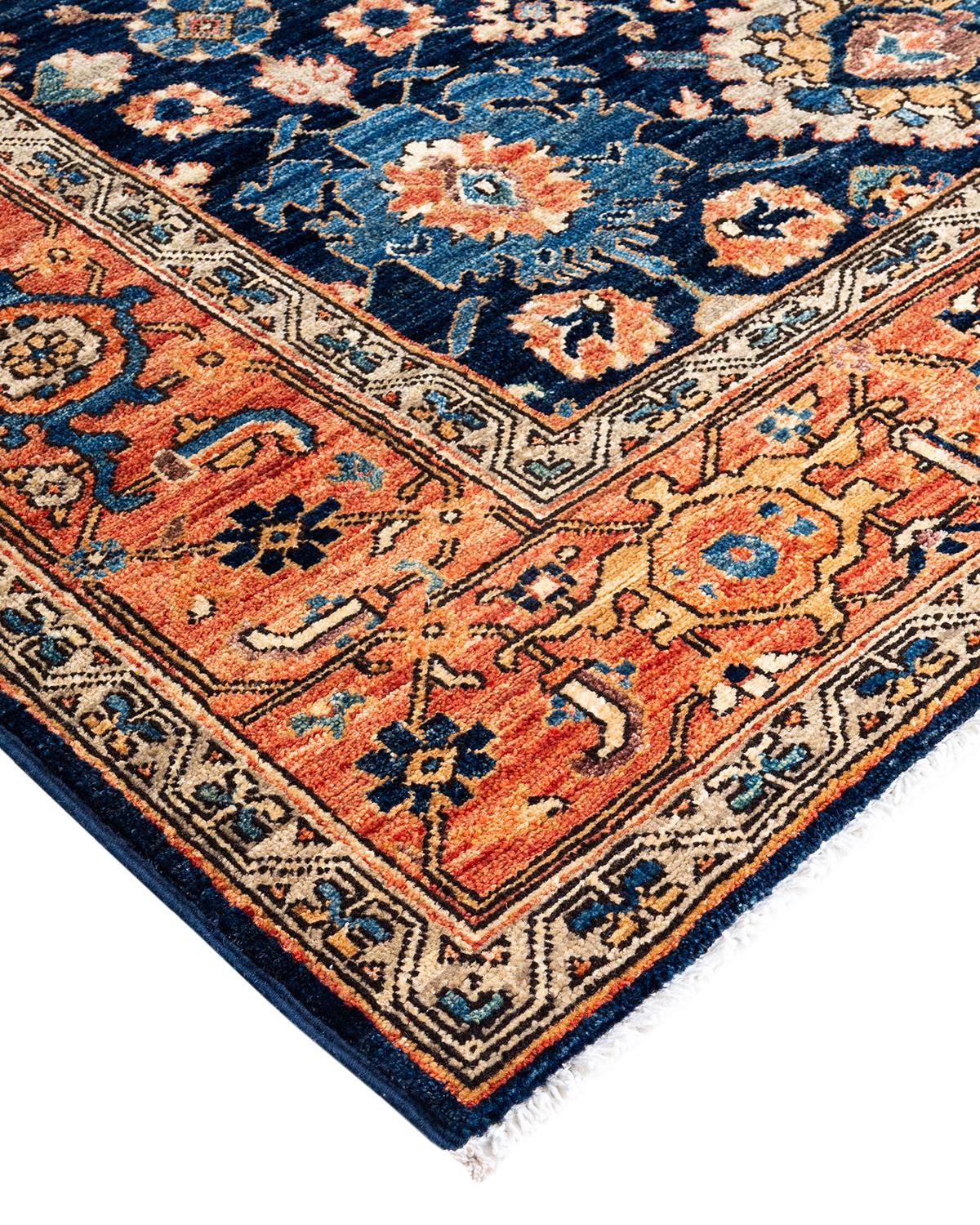 Persian rug-making at its finest inspired the rich colors, elaborate geometric motifs, and botanical detailing of the Serapi collection. With as many as 100 knots per inch, these handcrafted rugs are as durable as they are visually stunning, and