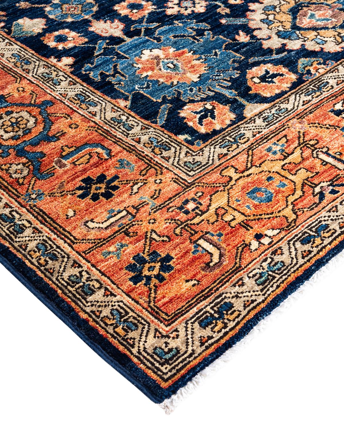 Persian rug-making at its finest inspired the rich colors, elaborate geometric motifs, and botanical detailing of the Serapi collection. With as many as 100 knots per inch, these handcrafted rugs are as durable as they are visually stunning, and