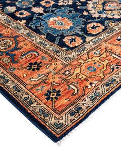 Traditioneller Serapi Teppich aus handgeknüpfter Wolle in Blau