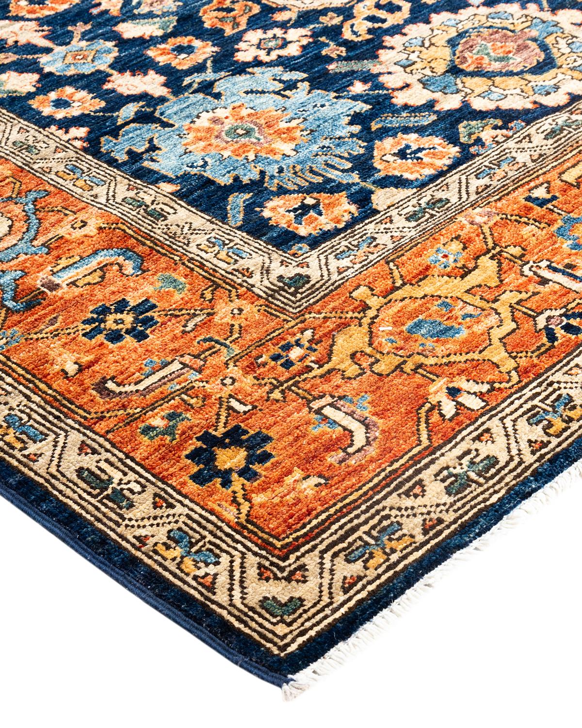 Persian rug-making at its finest inspired the rich colors, elaborate geometric motifs, and botanical detailing of the Serapi collection. With as many as 100 knots per inch, these handcrafted rugs are as durable as they are visually stunning, and