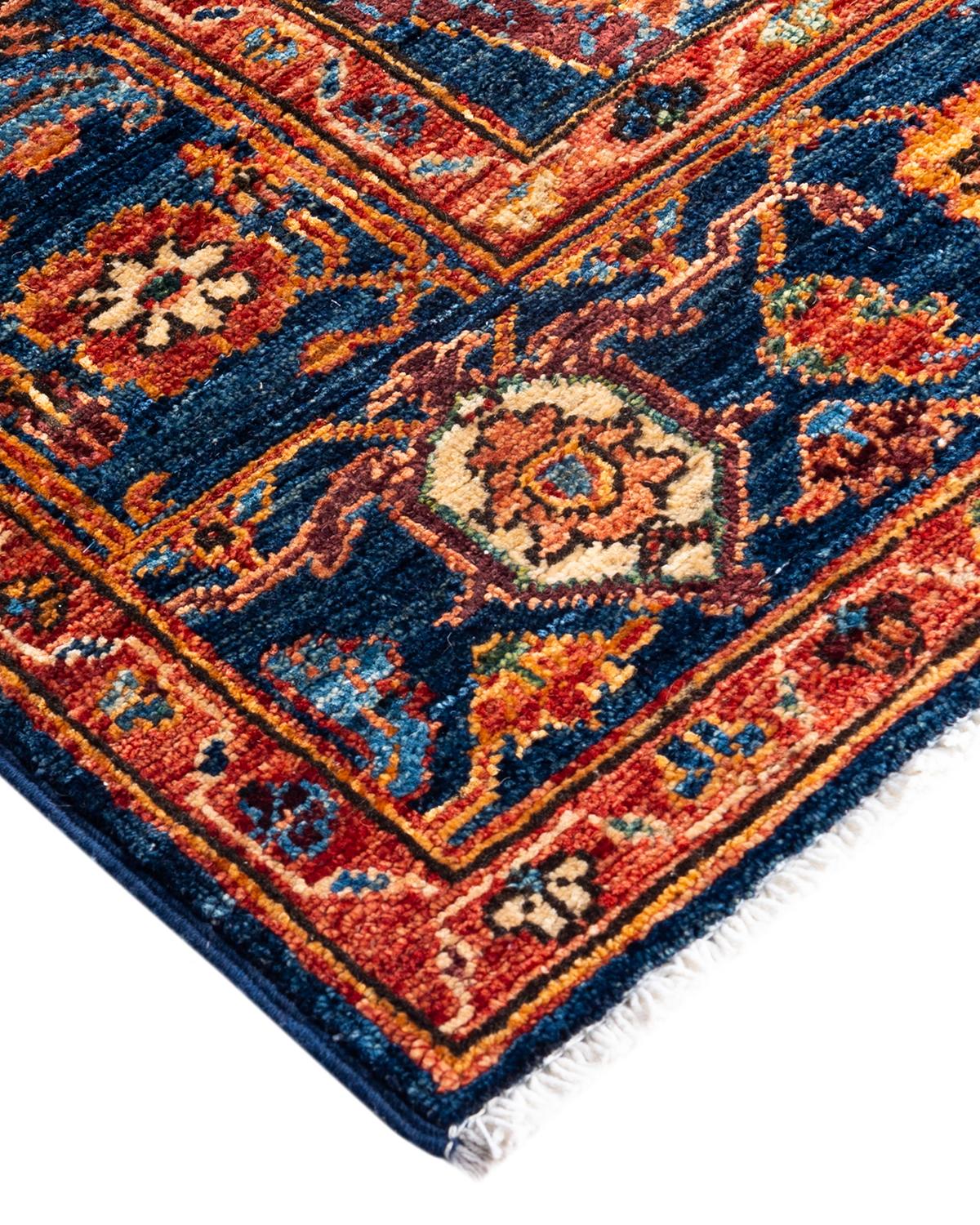 Persian rug-making at its finest inspired the rich colors, elaborate geometric motifs, and botanical detailing of the Serapi collection. With as many as 100 knots per inch, these handcrafted rugs are as durable as they are visually stunning, and