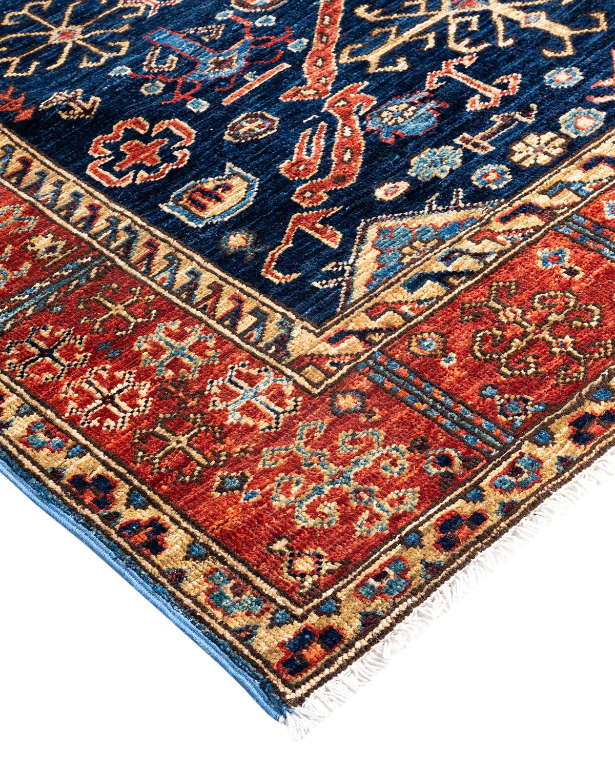 Persian rug-making at its finest inspired the rich colors, elaborate geometric motifs, and botanical detailing of the Serapi collection. With as many as 100 knots per inch, these handcrafted rugs are as durable as they are visually stunning, and