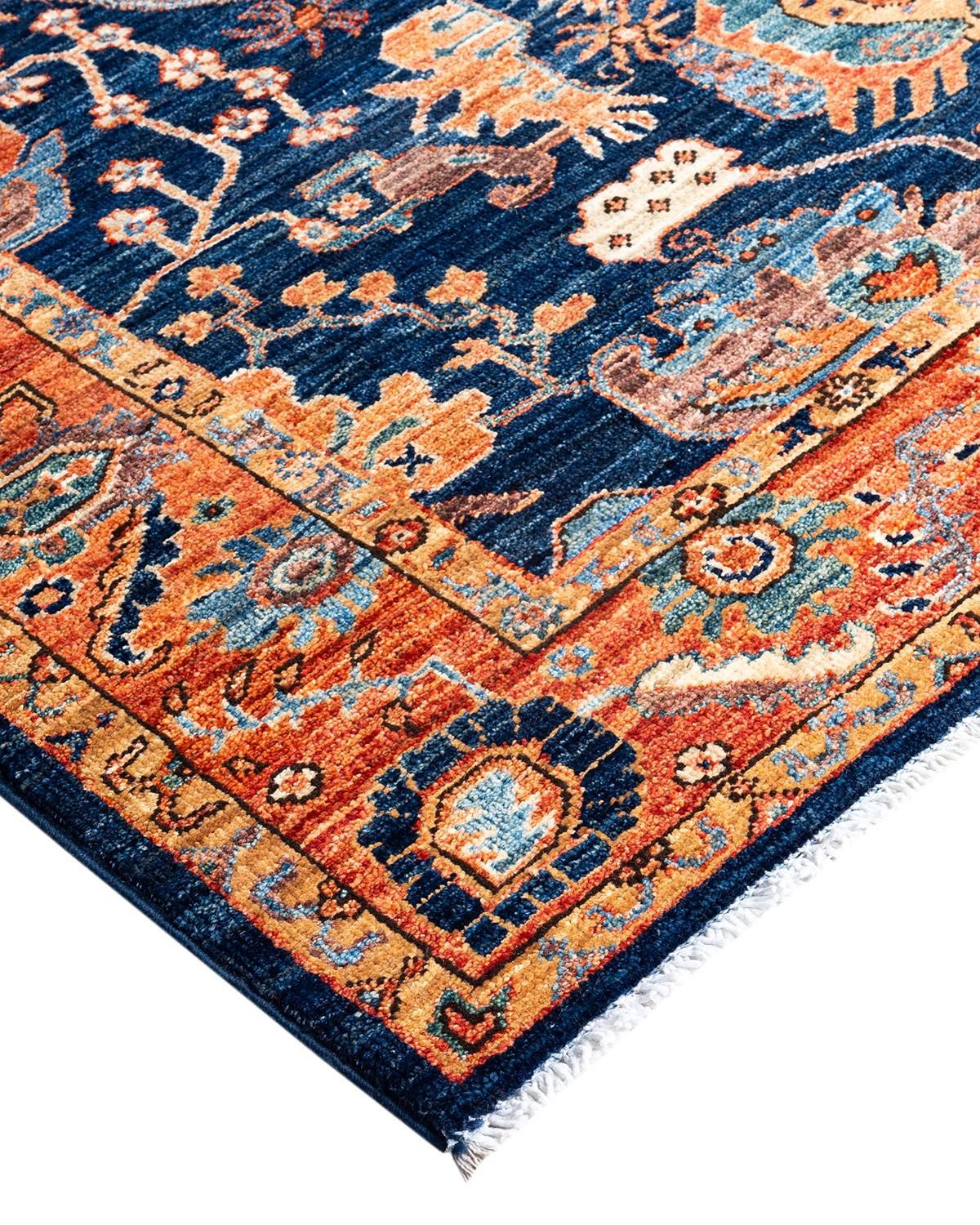 Persian rug-making at its finest inspired the rich colors, elaborate geometric motifs, and botanical detailing of the Serapi collection. With as many as 100 knots per inch, these handcrafted rugs are as durable as they are visually stunning, and