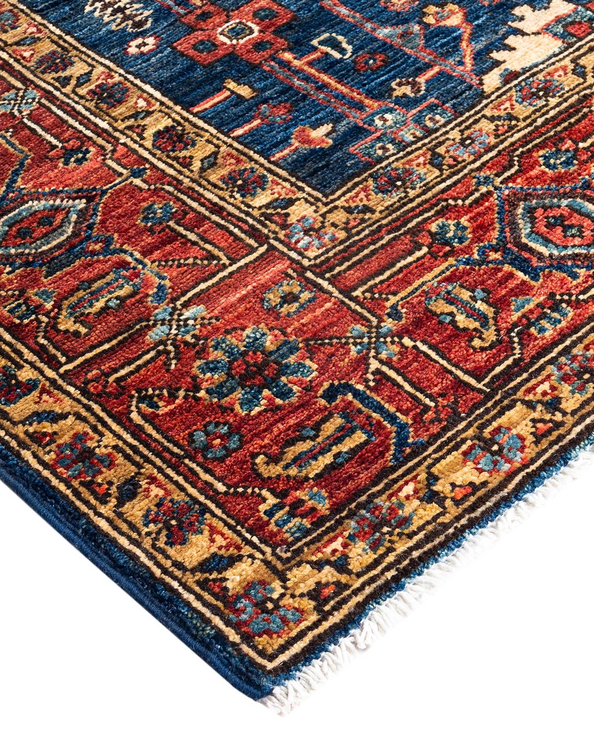 Persian rug-making at its finest inspired the rich colors, elaborate geometric motifs, and botanical detailing of the Serapi collection. With as many as 100 knots per inch, these handcrafted rugs are as durable as they are visually stunning, and