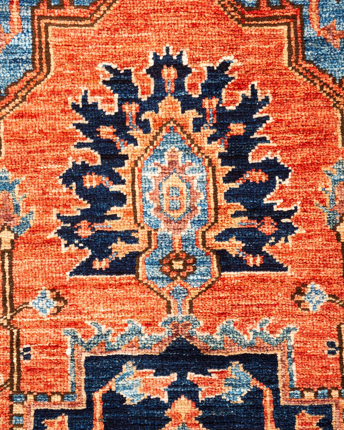 Traditioneller Serapi Teppich aus handgeknüpfter Wolle in Blau (Pakistanisch) im Angebot