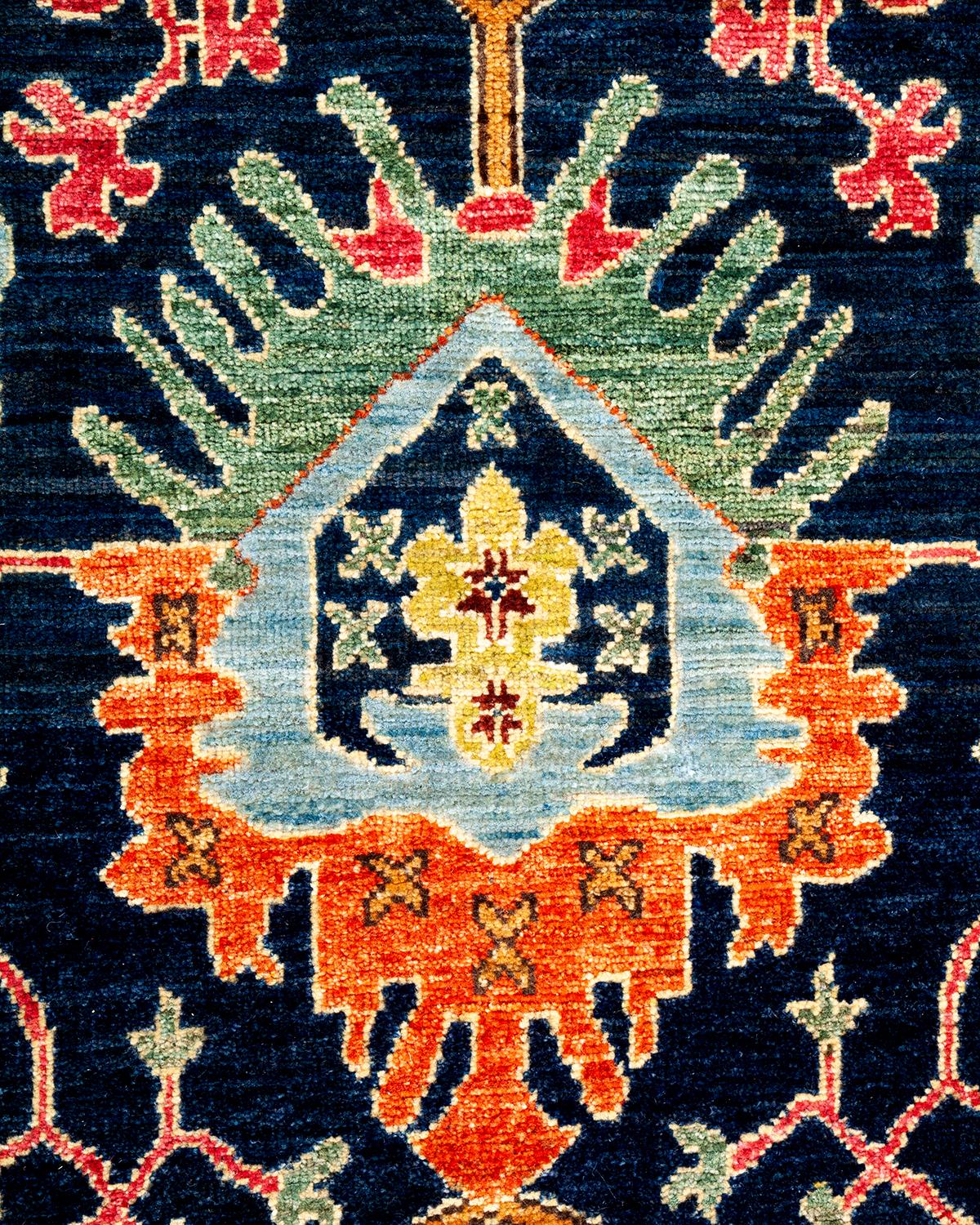 Pakistani Traditional Serapi Hand Knotted Wool Blue Area Rug