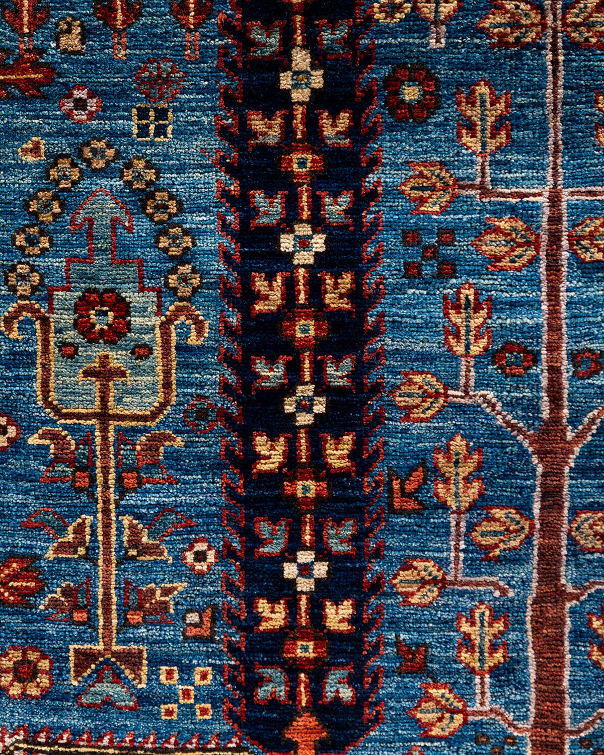 Traditioneller Serapi Teppich aus handgeknüpfter Wolle in Blau (Pakistanisch) im Angebot