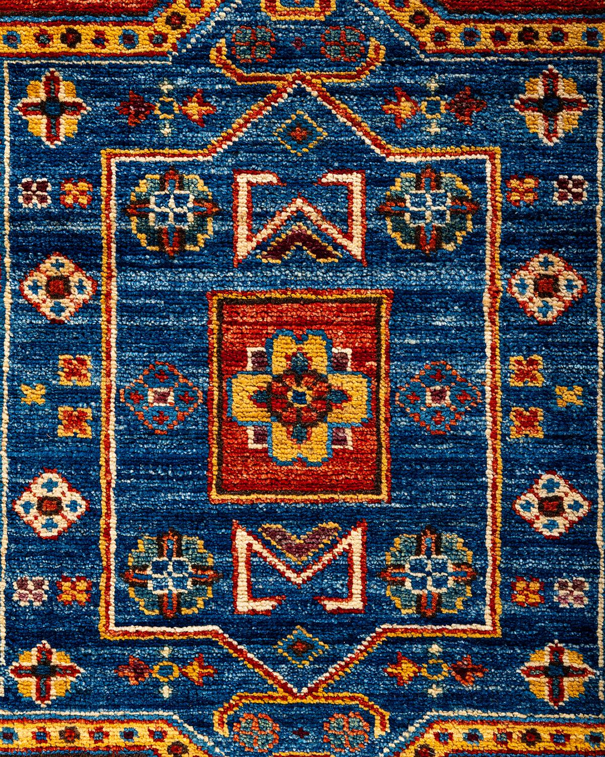 Pakistani  Traditional Serapi Hand Knotted Wool Blue Area Rug For Sale