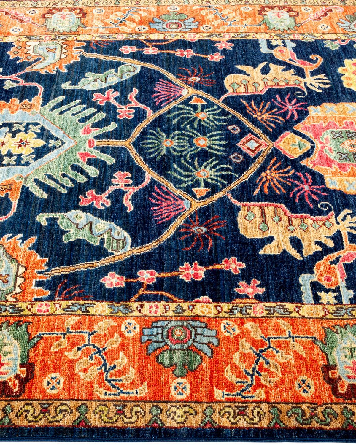 Traditional Serapi Hand Knotted Wool Blue Area Rug In New Condition In Norwalk, CT