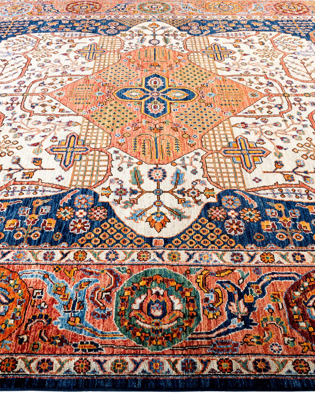  Traditional Serapi Hand Knotted Wool Blue Area Rug In New Condition For Sale In Norwalk, CT