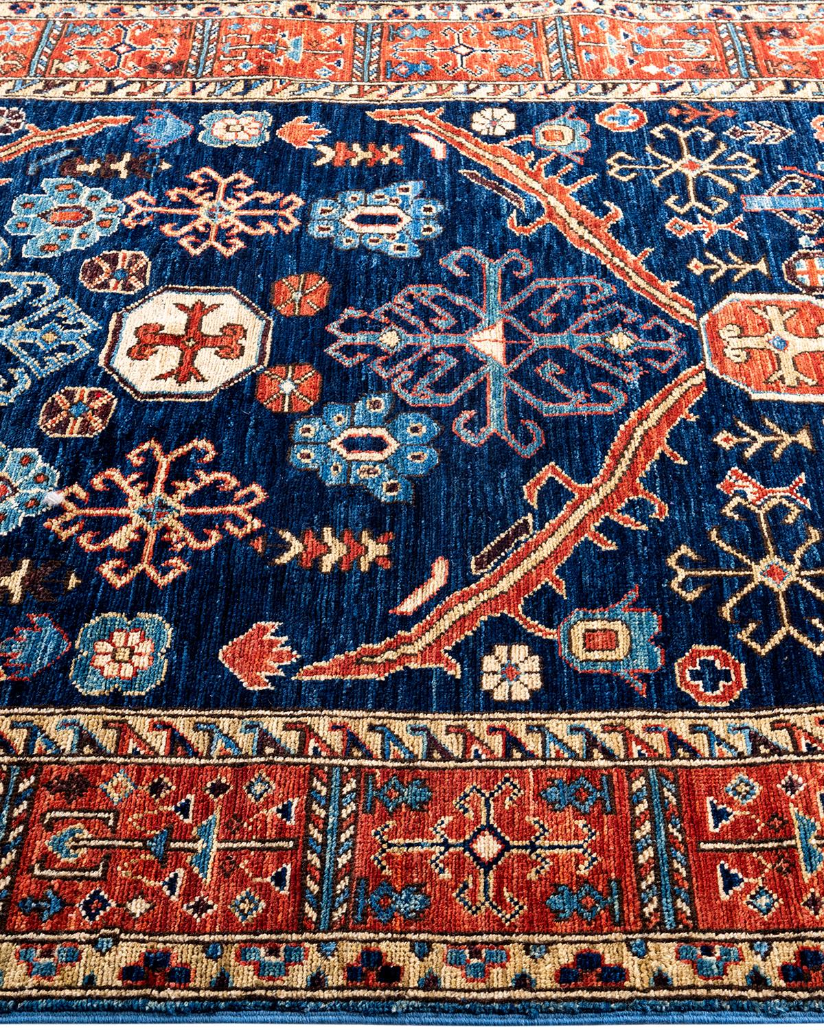  Traditional Serapi Hand Knotted Wool Blue Area Rug In New Condition For Sale In Norwalk, CT