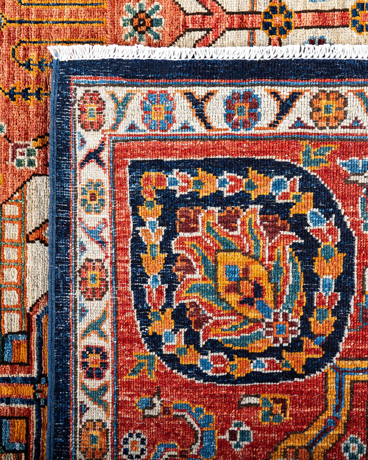 XXIe siècle et contemporain  Tapis traditionnel Serapi noué à la main en laine bleue en vente