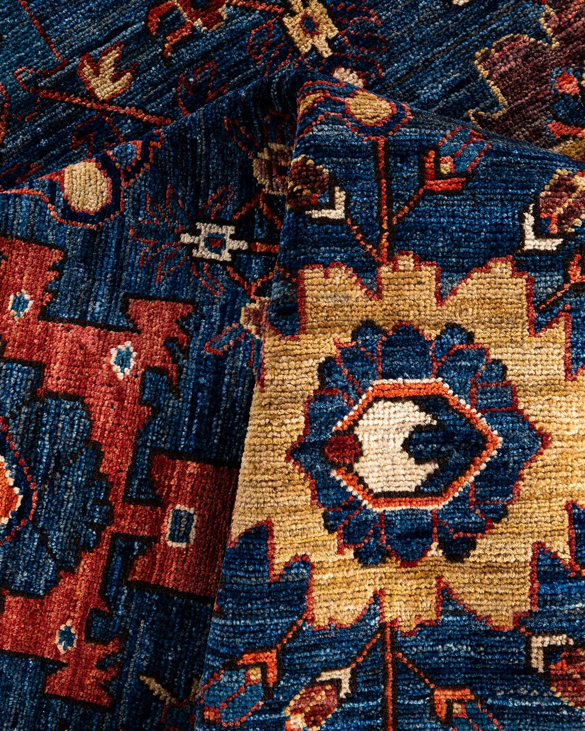 Tappeto tradizionale Serapi in lana annodata a mano di colore blu in vendita 1