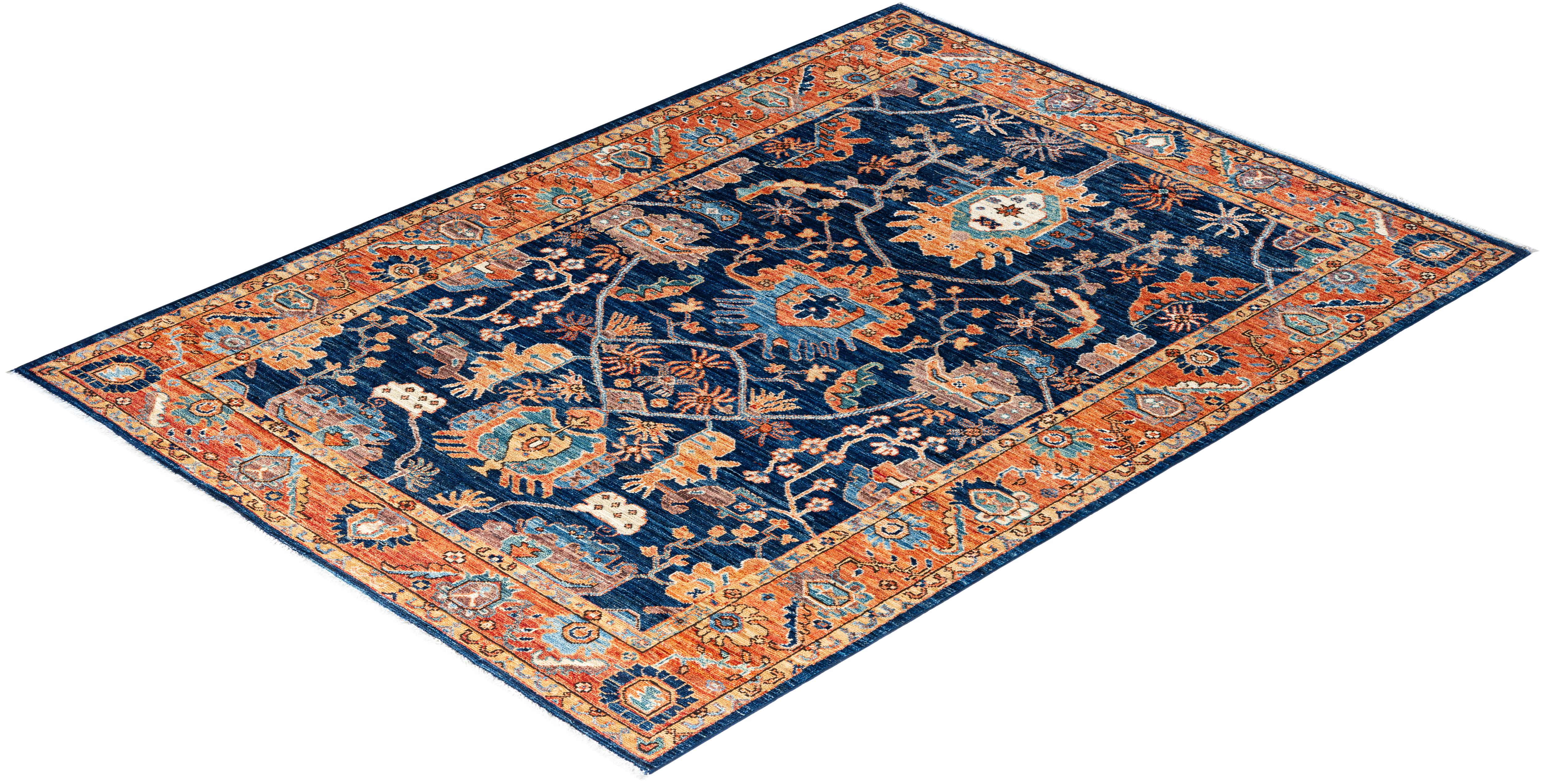 Traditional Serapi Hand Knotted Wool Blue Area Rug 3