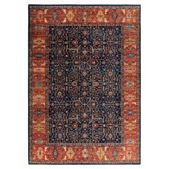 Traditioneller Serapi Teppich aus handgeknüpfter Wolle in Blau 
